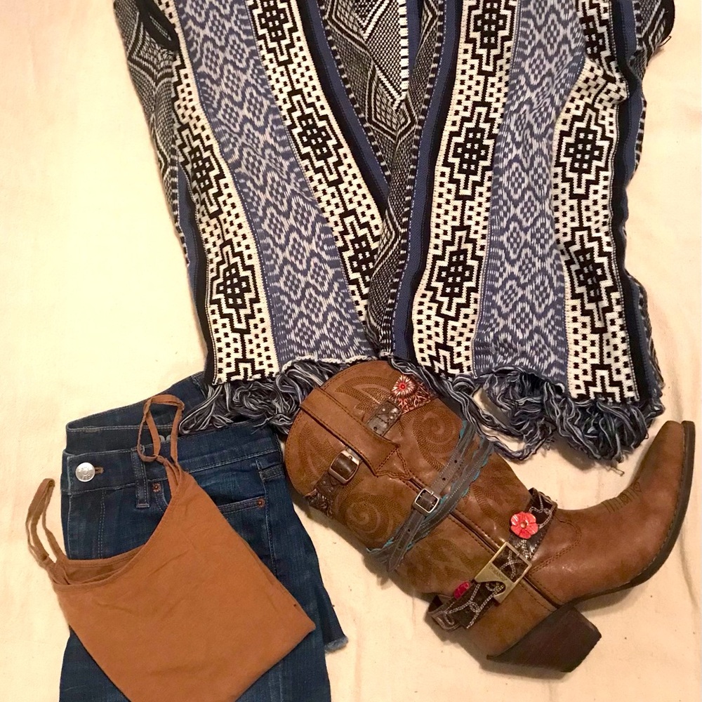Boho boxed poncho
